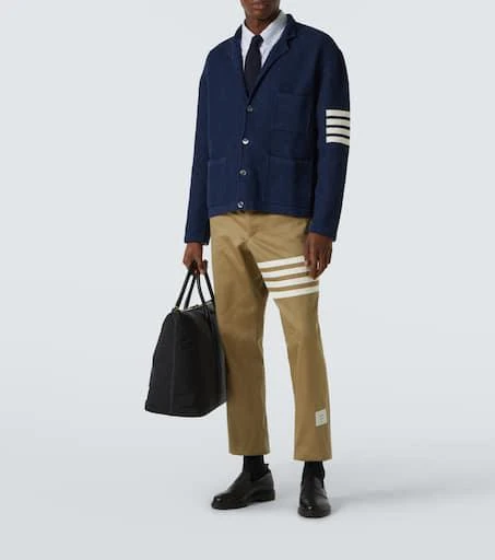 Thom Browne 4-Bar linen and cotton-blend cardigan 2