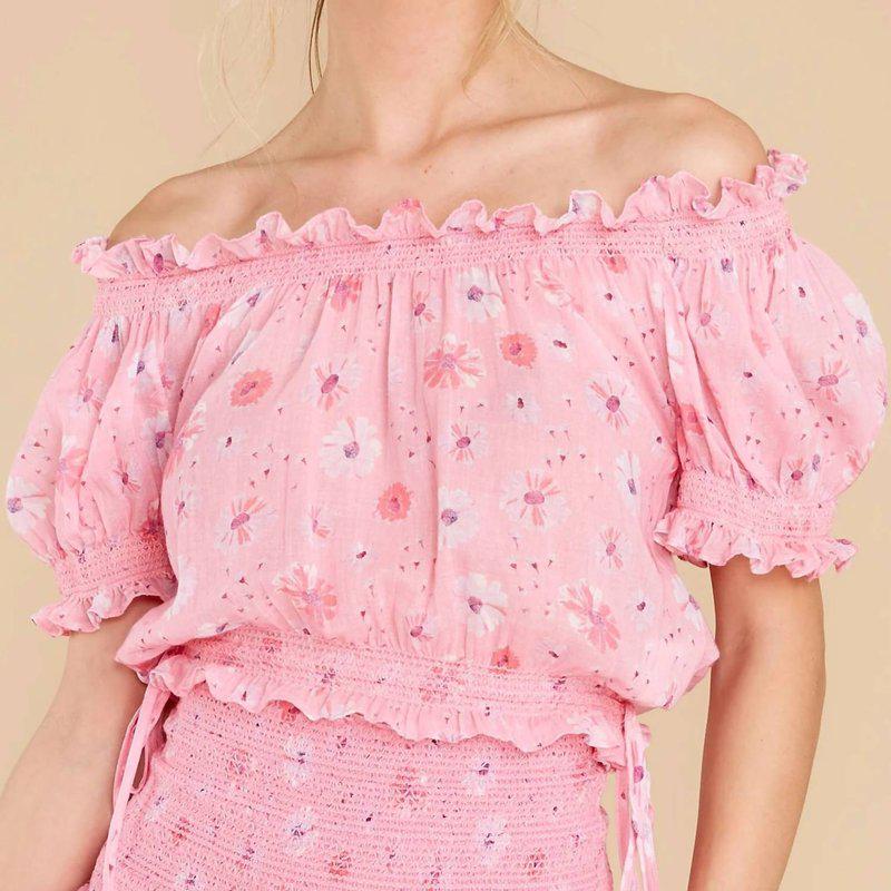 LOVESHACKFANCY Rosalinda Crop Top Coral Blaze