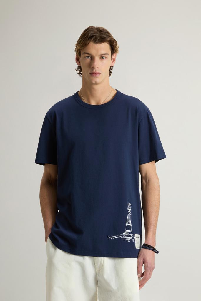 Woolrich Pure Cotton T-Shirt with Graphic Print - Men - Purple