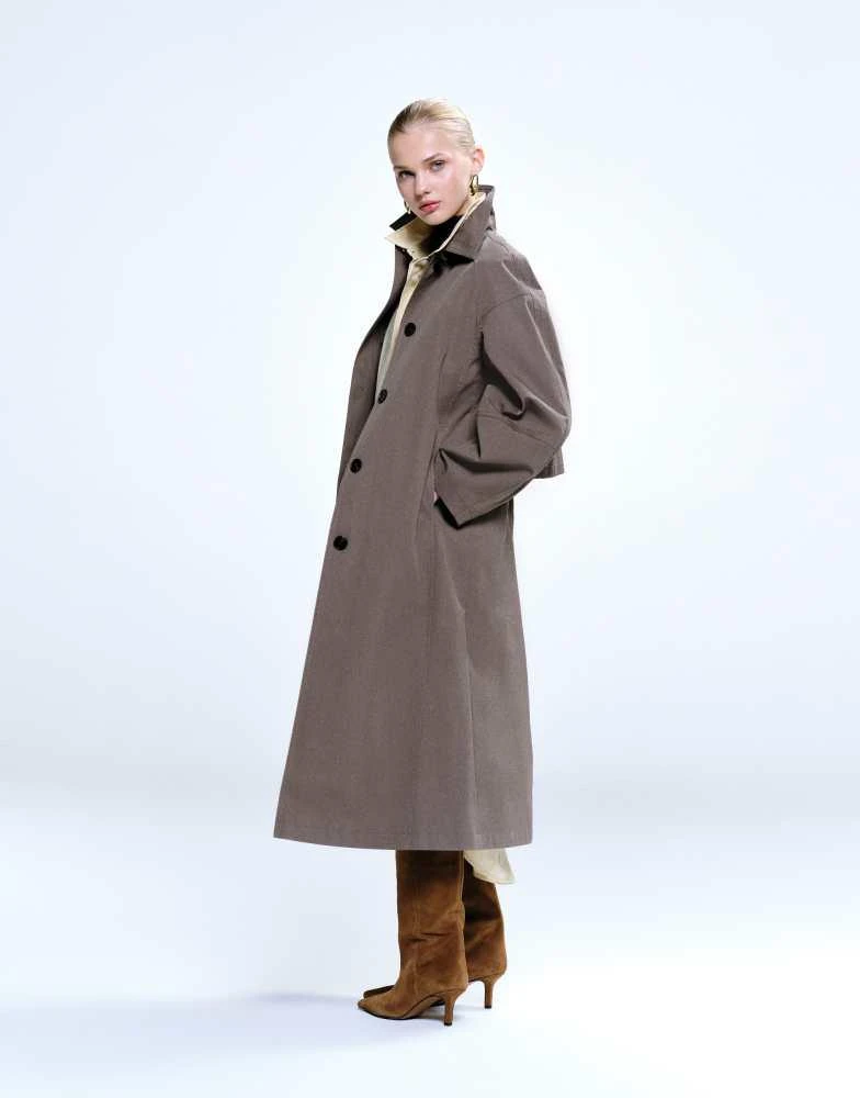 ASOS ASOS DESIGN longline trench coat with pleat detail in mushroom 3
