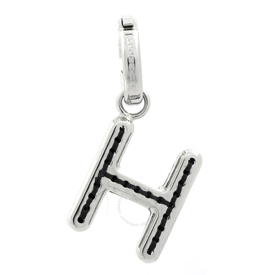 Burberry Leather-Topstitched 'H' Alphabet Charm in Palladium/Back