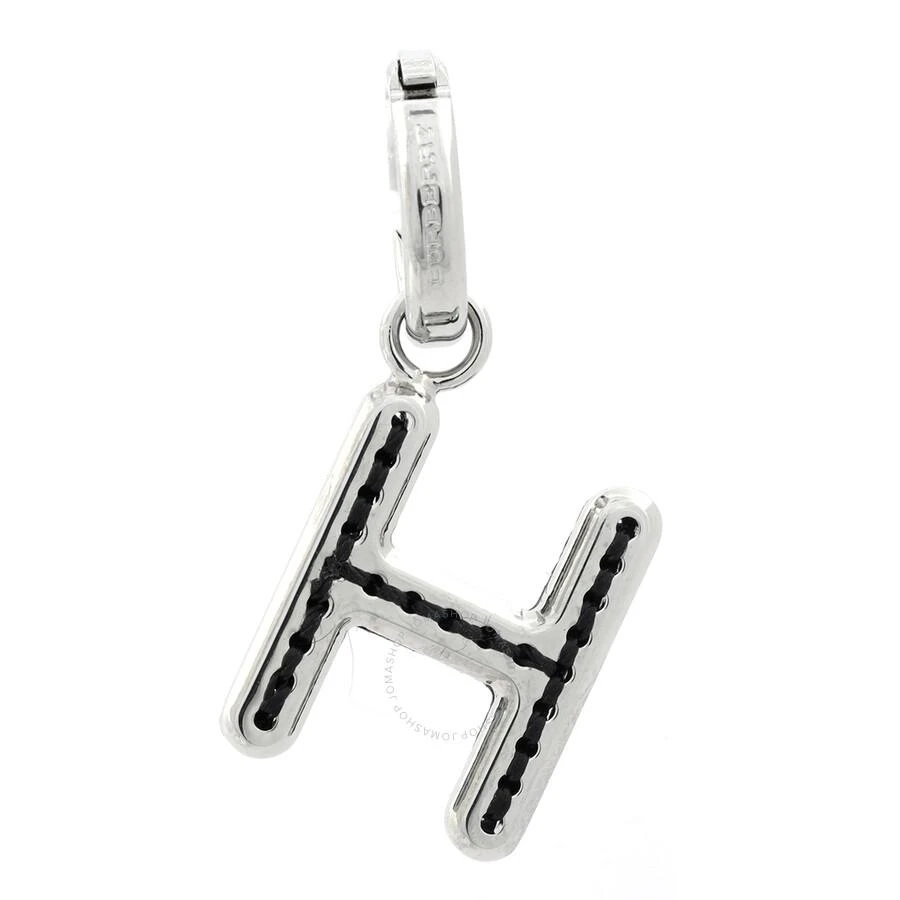 Burberry Leather-Topstitched 'H' Alphabet Charm in Palladium/Back 2