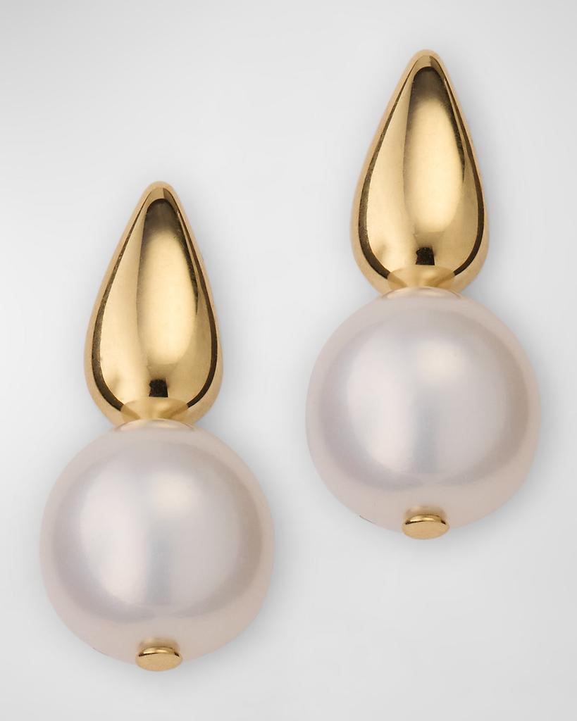 POPPY FINCH Oval Gold Drop Pearl Earrings