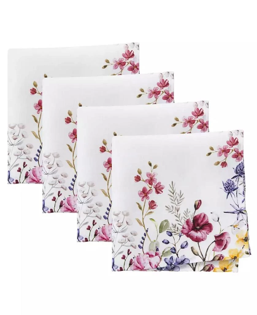 Elrene Poppy Wildflower Border Napkin Set of 4