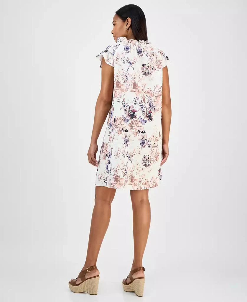 Robbie Bee Women's Printed Ruffle-Neck A-Line Dress 5