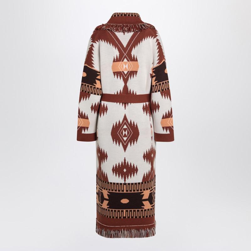 ALANUI Alanui Long Cardigan Icon Jacquard White/Brown