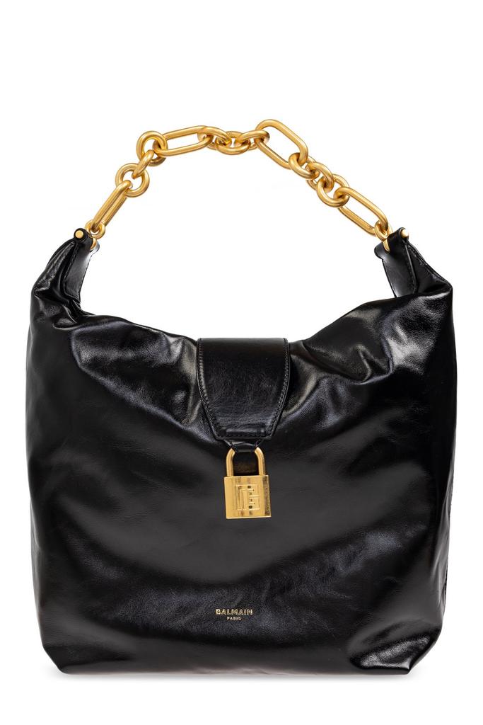 【Balmain】1945 SOFT HOBO LARGE-PB EMB CRINKLED LTH◆EN1BT92 1945 Soft Hobo bag in embossed crinkled calfskin with a PB