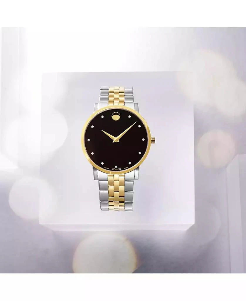 Movado Men's Swiss Museum Classic Diamond-Accent Two-Tone PVD Stainless Steel Bracelet Watch 40mm 10