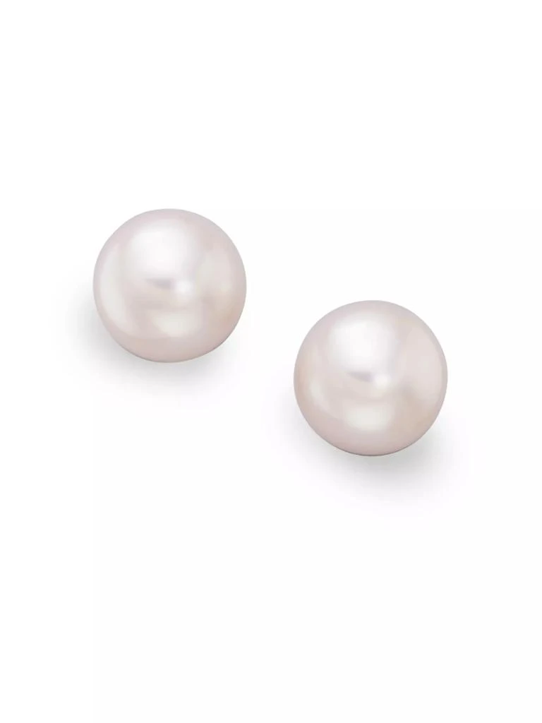 Mikimoto 8MM White Cultured Akoya Pearl & 18K White Gold Earrings 1