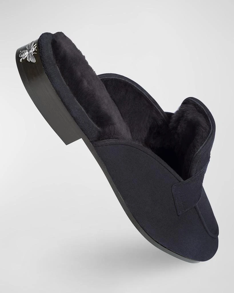 Bougeotte Suede Shearling Penny Loafer Mules 5