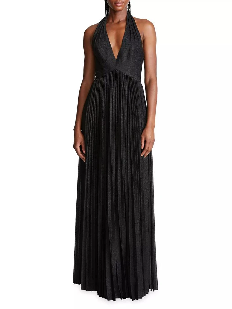 Halston Tiffany Pleated Halter Gown 3