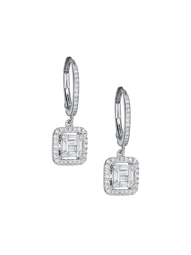 Saks Fifth Avenue Collection 14K White Gold 
0.48 TCW Diamond Cushion Drop Earrings