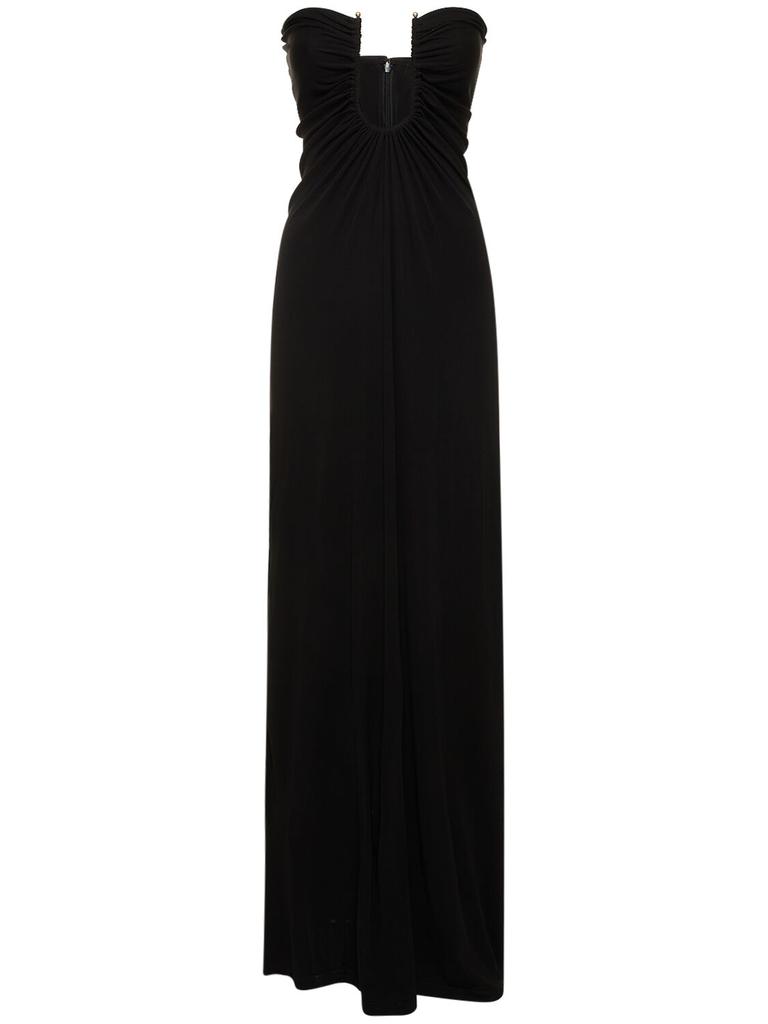 CHRISTOPHER ESBER Arced Palm Viscose Strapless Long Dress