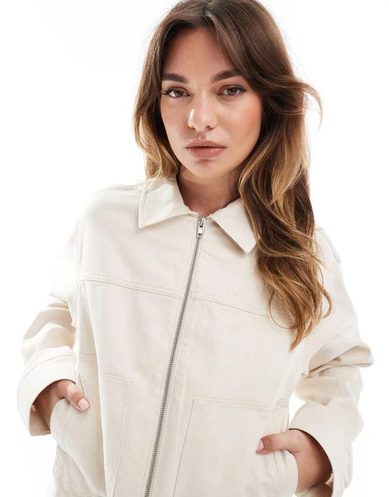 ASOS ASOS DESIGN twill top collar jacket stone 2