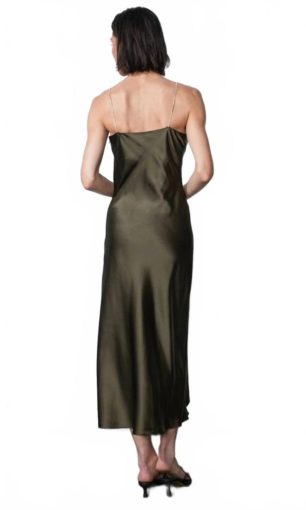 Greylin Leah Jewel Strap Maxi Slip Dress In Olive 2
