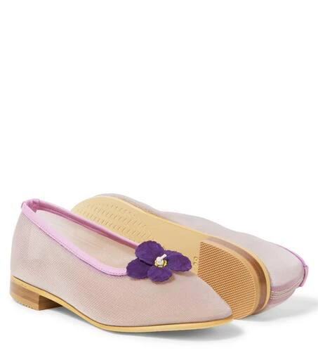 PEPE Floral-appliqué mesh ballet flats 5