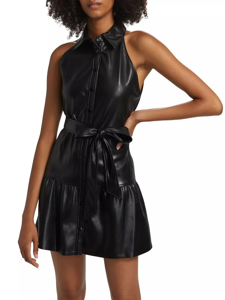 Alice + Olivia Miranda Faux Leather Tie-Waist Minidress 3
