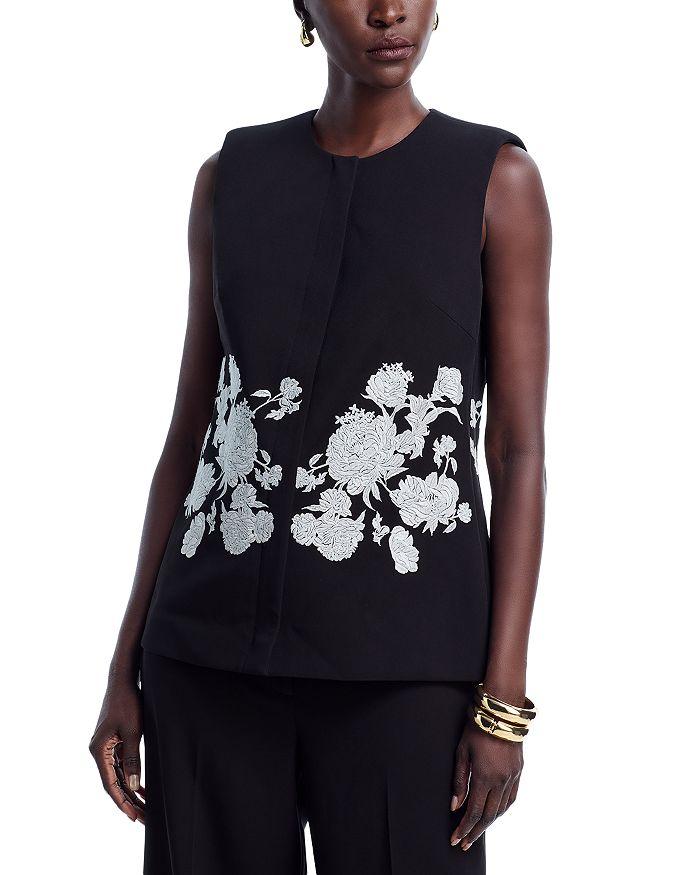 Tahari Isla Embroidered Sleeveless Jacket