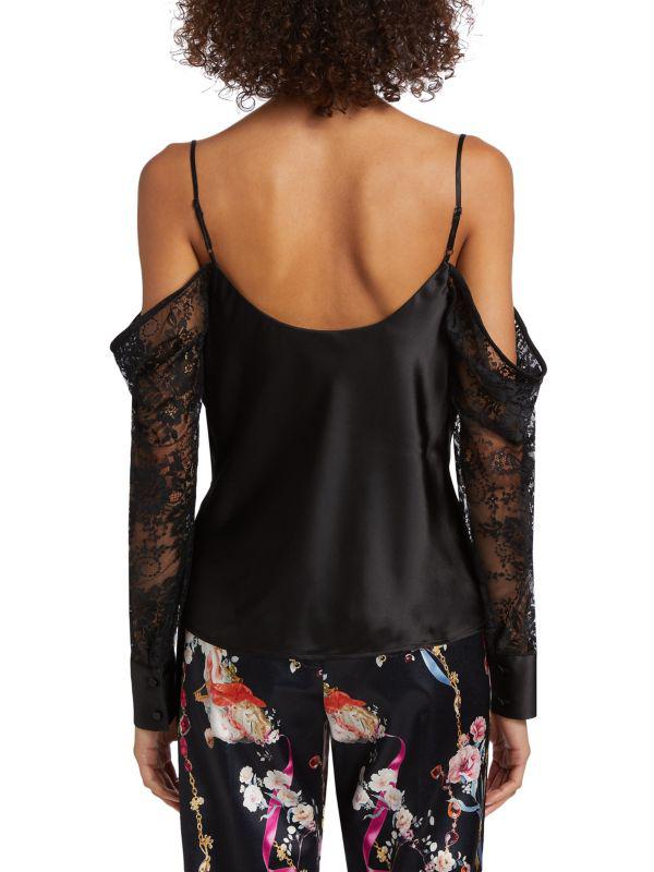 L'Agence Zion Silk-Lace Off-The-Shoulder Top