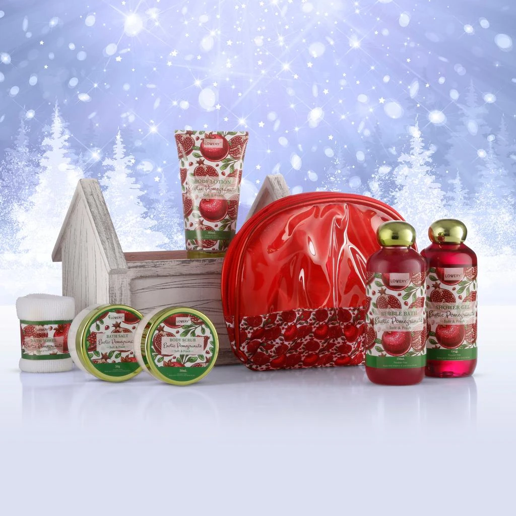 Lovery Home Spa Gift Basket - Exotic Pomegranate - 8 pc set 4