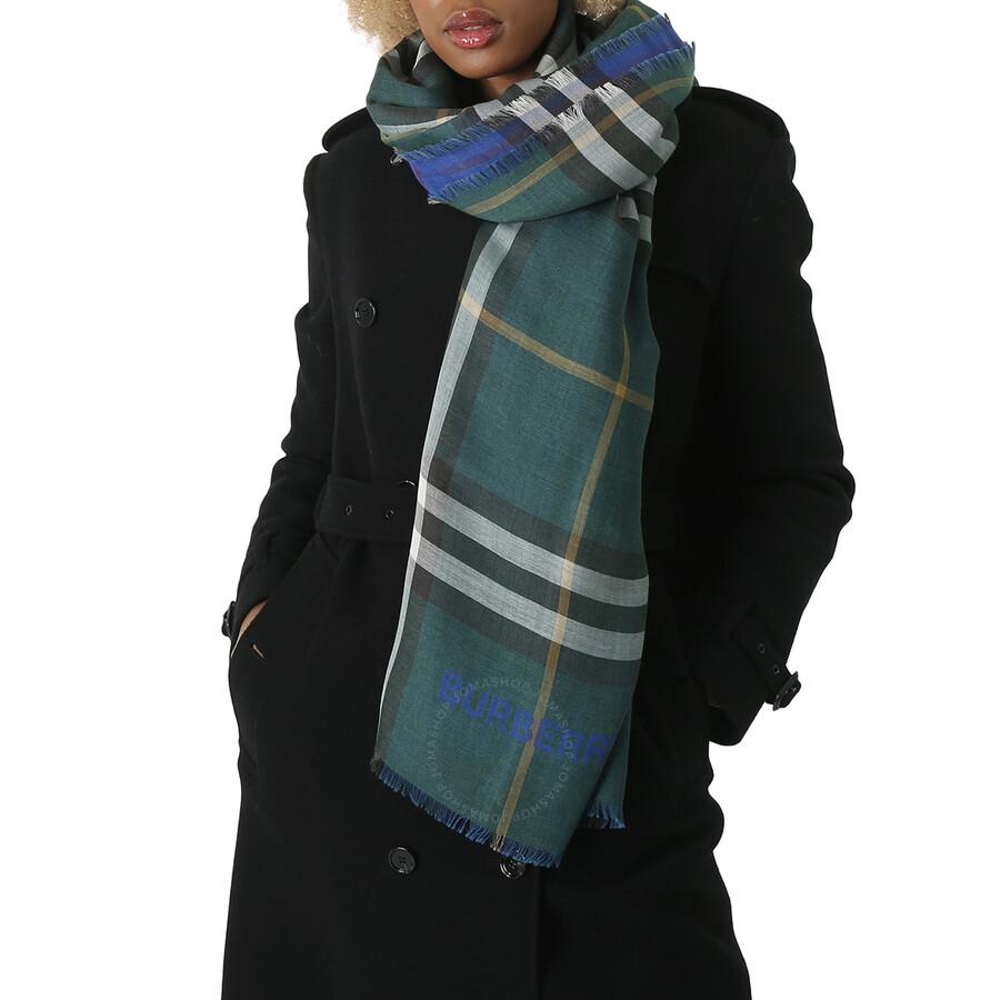 Burberry Reversible Check Wool Silk Scarf