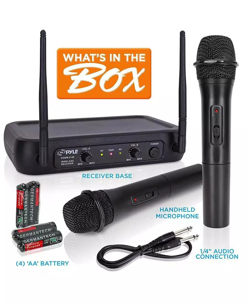 Pyle 2-Channel VHF Wireless Microphone System with (2) Handheld Mics, Adjustable Volume Control 6