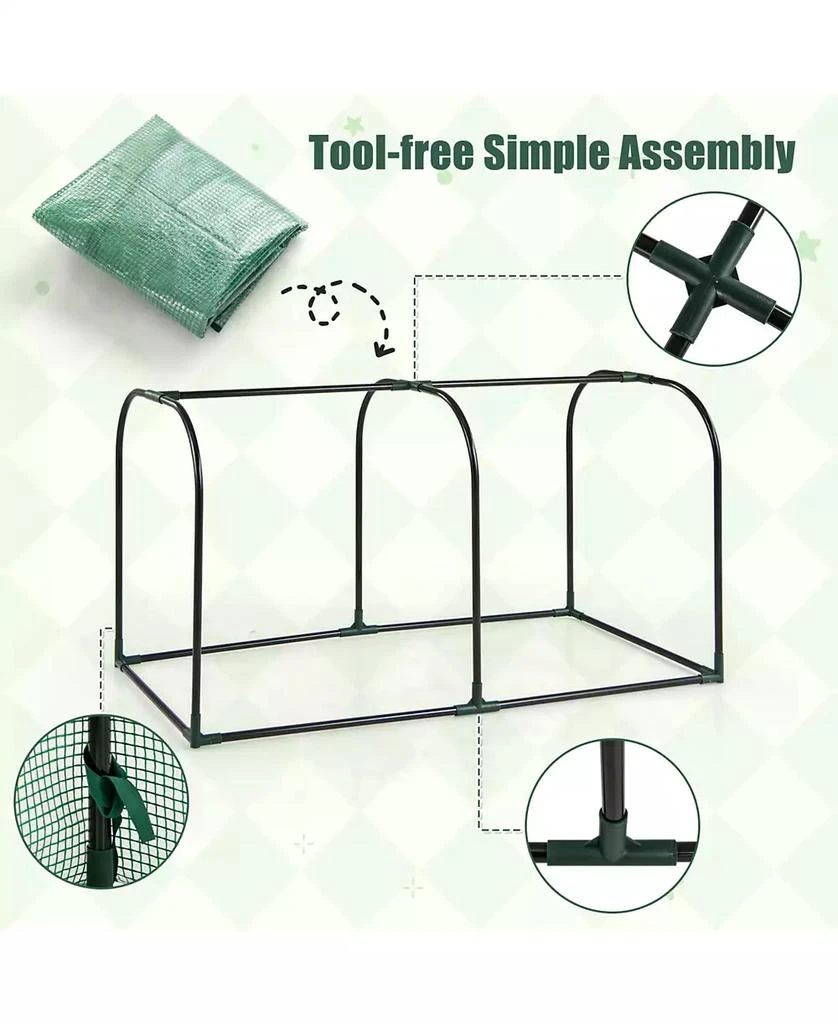 SUGIFT Mini Tunnel Greenhouse with Roll-up Zipper Door-Green 3