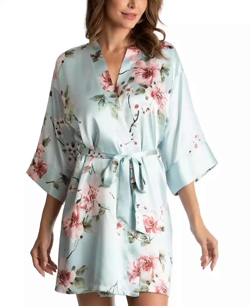 Linea Donatella Floral-Print Satin Wrap Robe 1