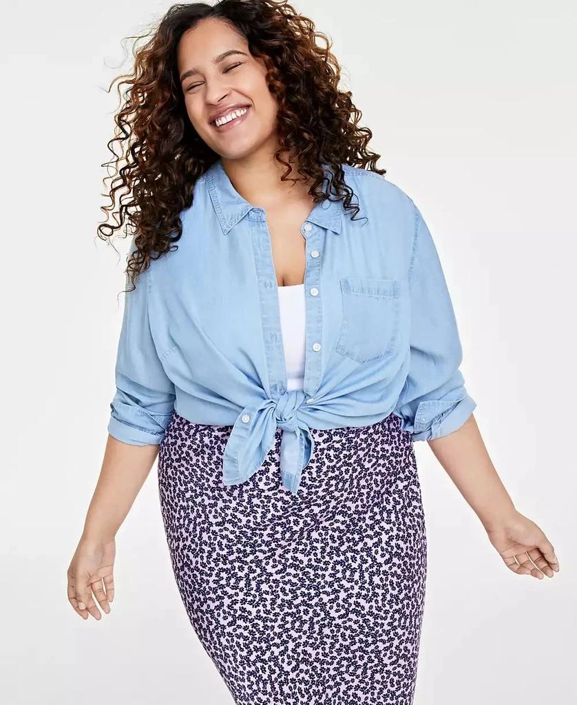 On 34th Plus Size Chambray Shirt, Created for Macy's 2