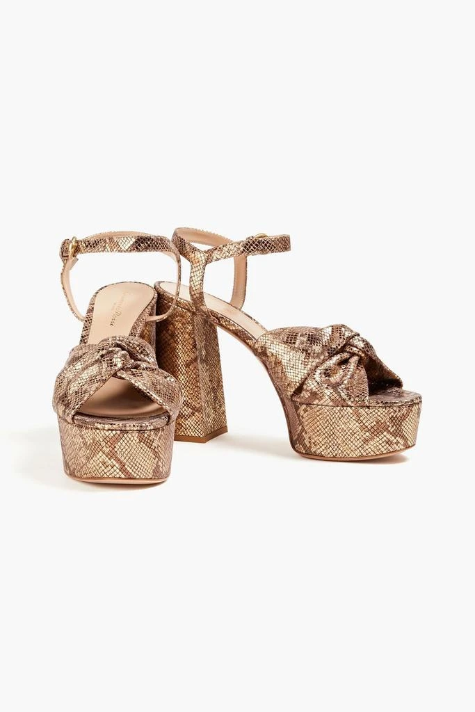 Gianvito Rossi Metallic snake-effect suede platform sandals 2