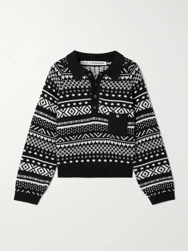 Alix of Bohemia Liza Fair Isle Cotton Polo Sweater