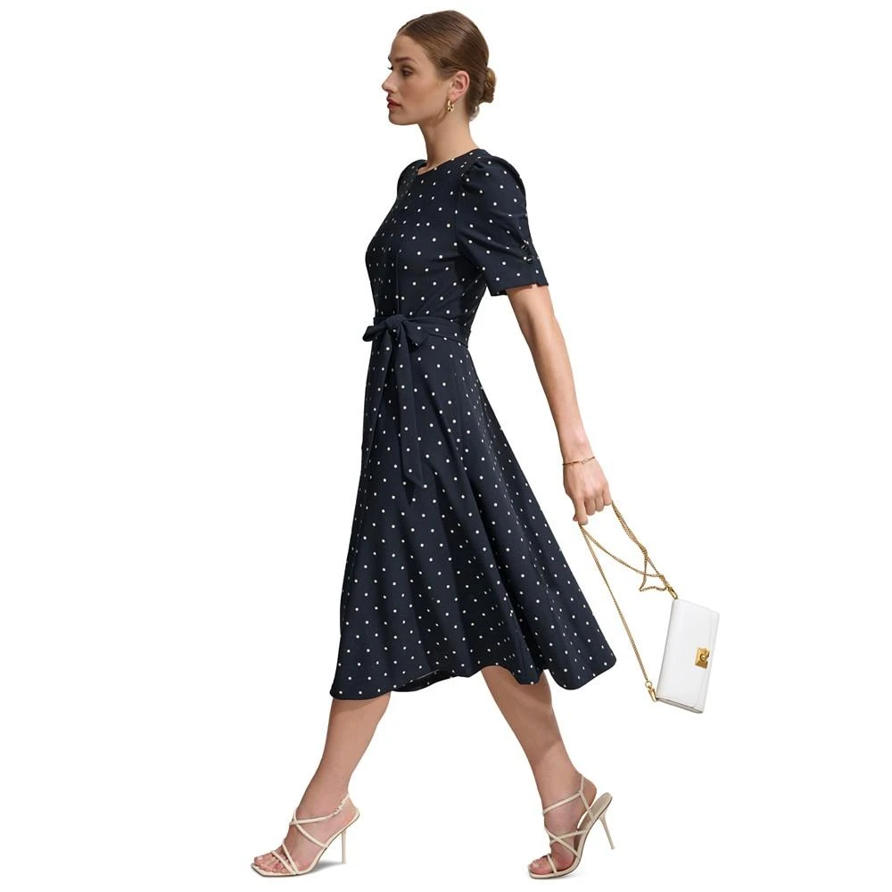 DKNY Women's Polka-Dot Puff-Sleeve Midi Dress 3