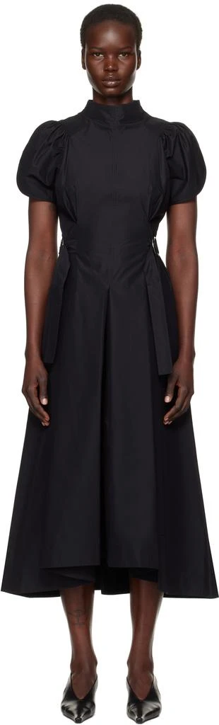 3.1 Phillip Lim Black Puff Sleeve Poplin Flare Midi Dress 1