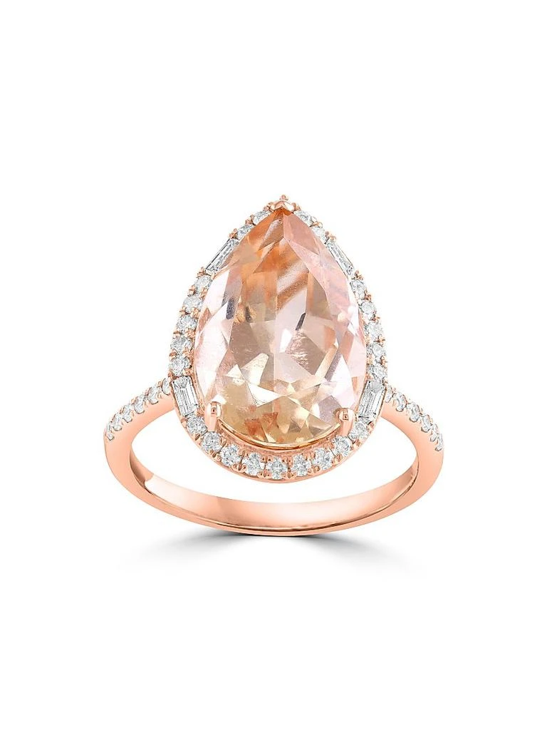 Saks Fifth Avenue Collection 14K Rose Gold, Morganite 
0.49 TCW Diamond Halo Ring 3