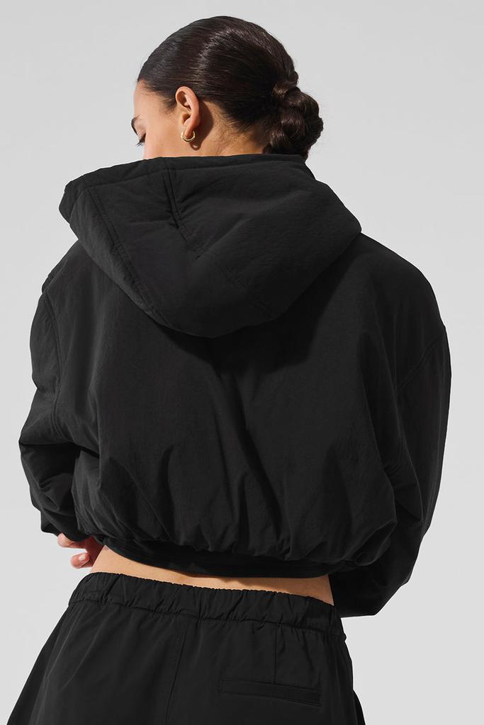 Alo Cropped Mountain Peak Full-Zip Hoodie - Black - Hoodies - Free