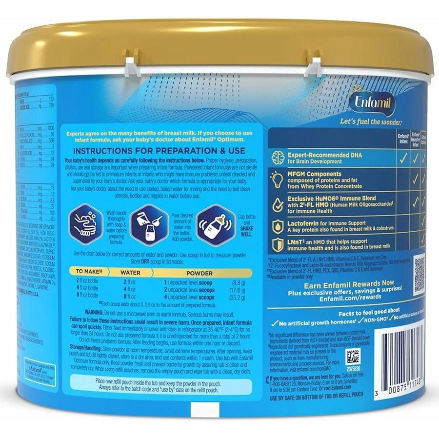 Enfamil Optimum Infant Formula with MFGM & Lactoferrin - Reusable Powder Tub 2