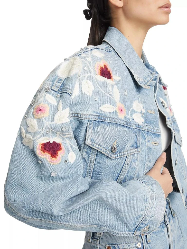 Citizens of Humanity Lena Floral Embroidered Crop Denim Jacket 6