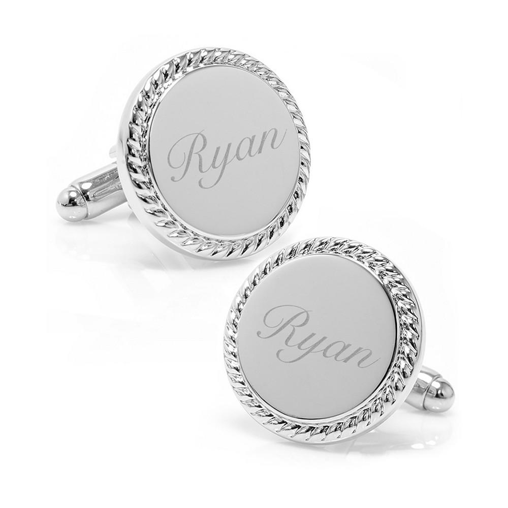 Cufflinks Inc. Ox and Bull Trading Co. Stainless Steel Rope Border Round Engravable Cufflinks
