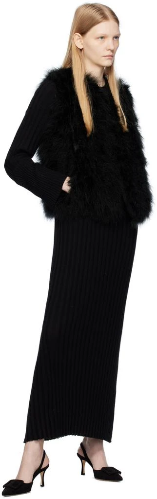 Yves Salomon Black Round Neck Feather Vest 4