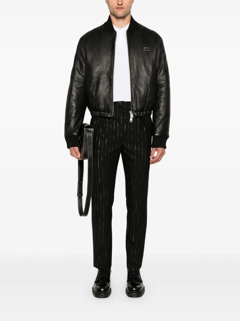 AMI Collarless Black Calf Leather Jacket 2