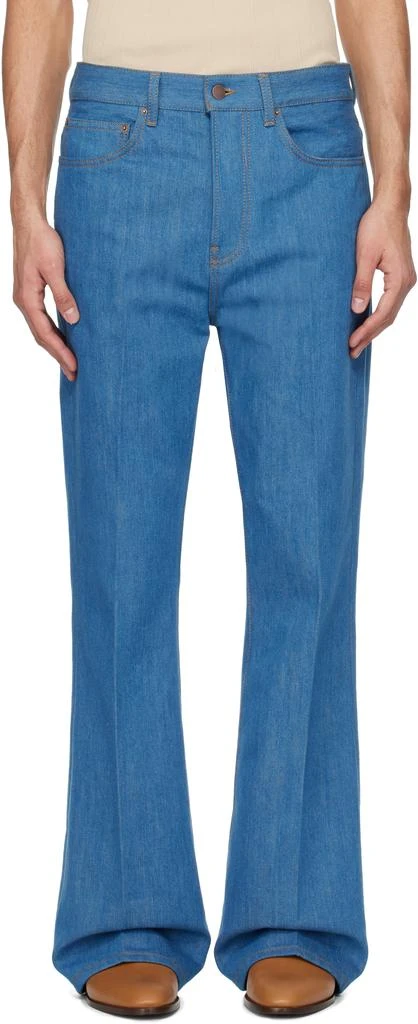 AMIRI Blue Creased Flare Jeans 1