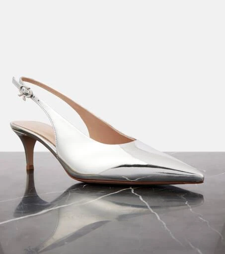 Gianvito Rossi 55 metallic leather slingback pumps 5