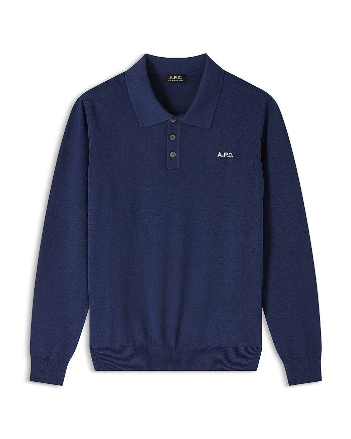 A.P.C. Blaise Long Sleeve Lightweight Crepe Polo Shirt 4