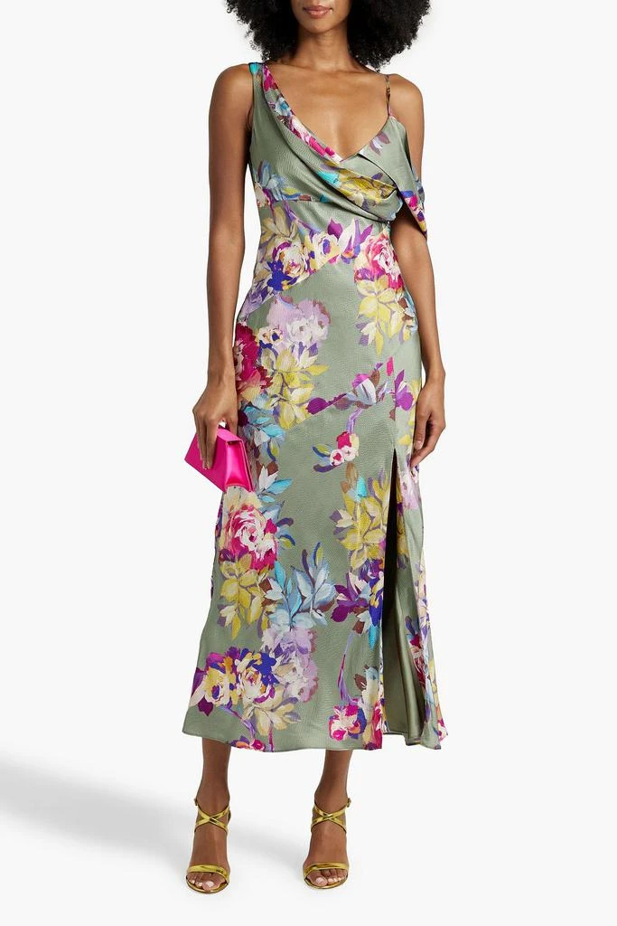 NICHOLAS Draped floral-print satin-crepe midi dress 2