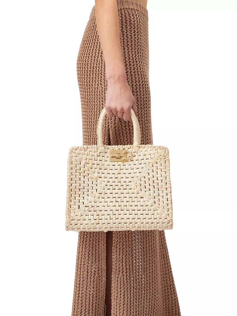 Salvatore Ferragamo Studio Small Basket Raffia Top Handle Bag 2