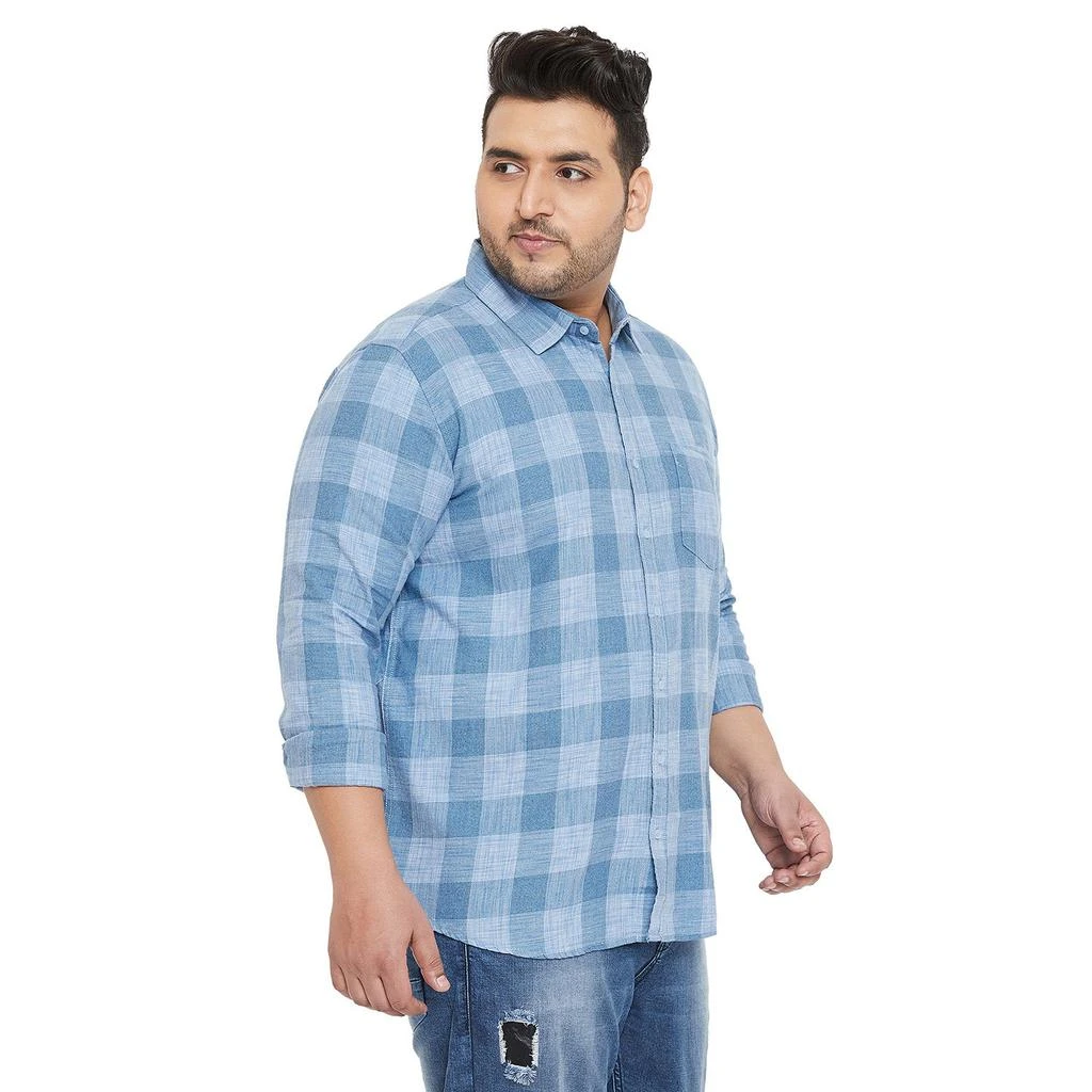 Instafab Plus Men Flat Collar Checkered Full Sleeve Shirt 2