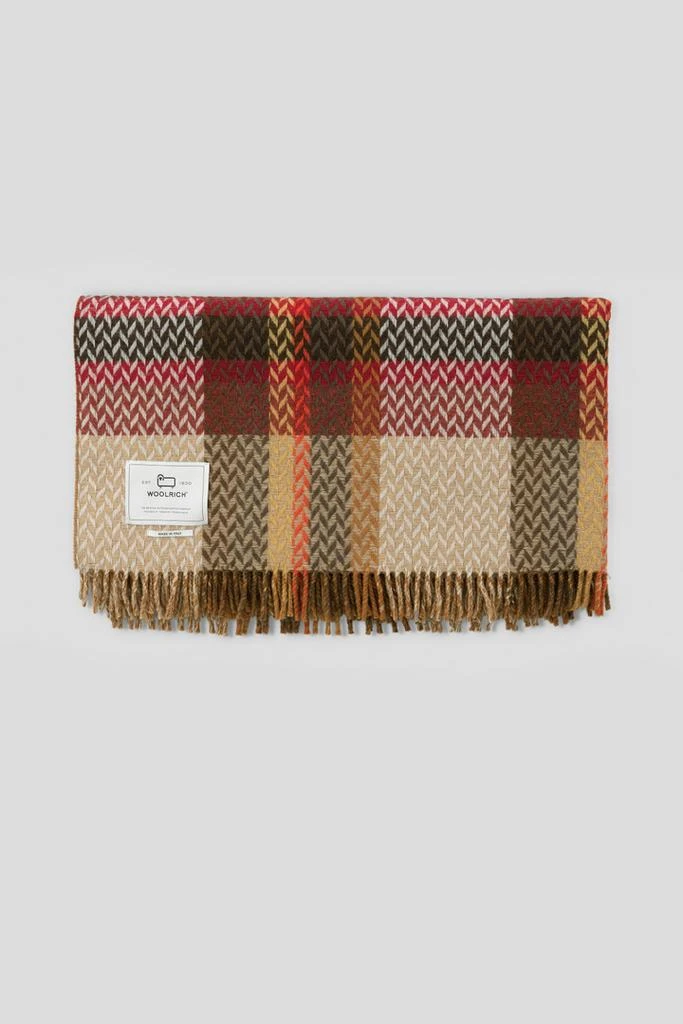 WOOLRICH Jacquard Check Blanket in a Wool Blend - Unisex - Brown 3