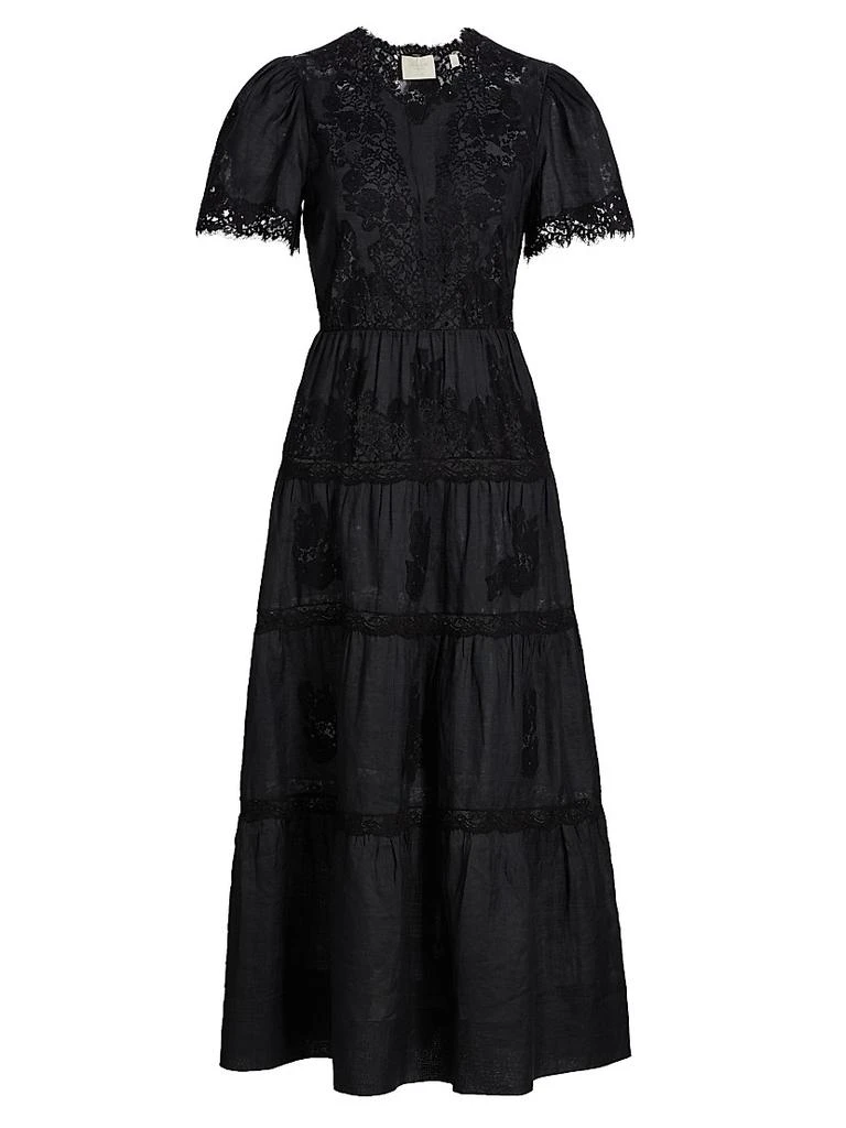 DÔEN Graciela Lace Trim Short-Sleeve Midi-dress 1