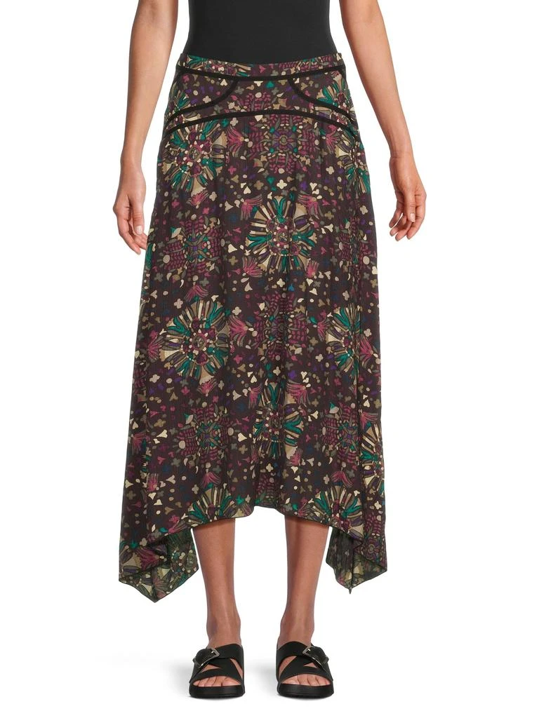 ba&sh Jupe Friea Printed Handkerchief-Hem Midi-Skirt