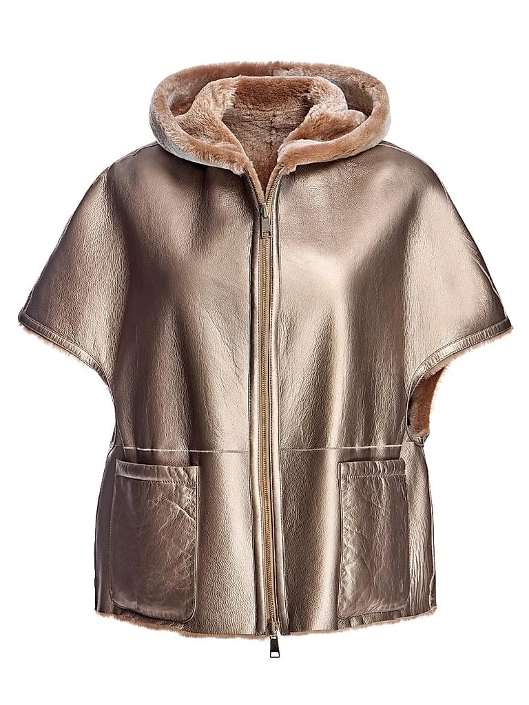 Maximilian Lamb Shearling Zipper Cape 1